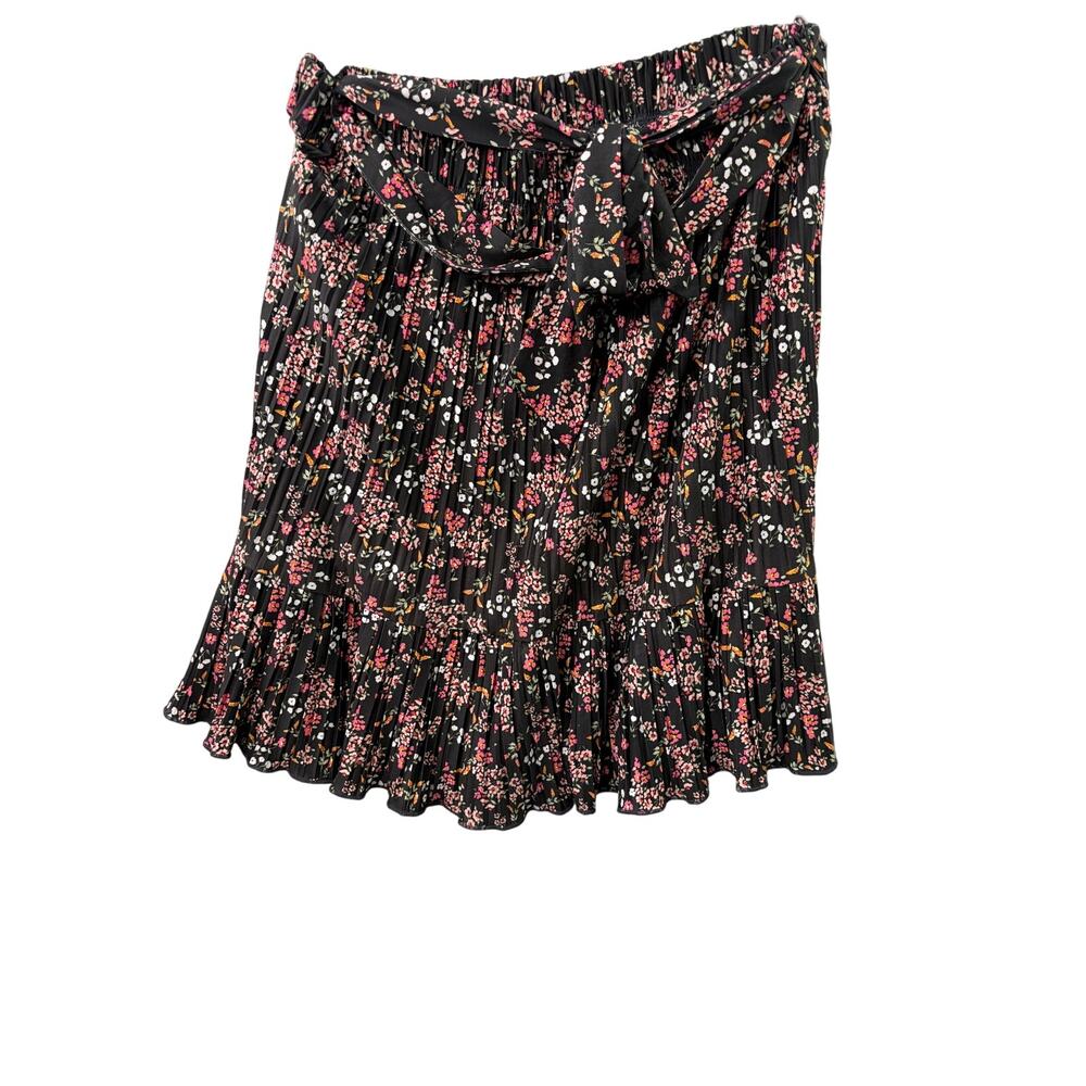 LOFT Pleated Floral Flounce Tie-Waist Mini Skirt – Size S